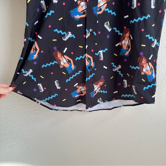 RSVLTS x Saved By The Bell Kelly Kapowski Short Sleeve Button Up Black Medium - Picture 4 of 9